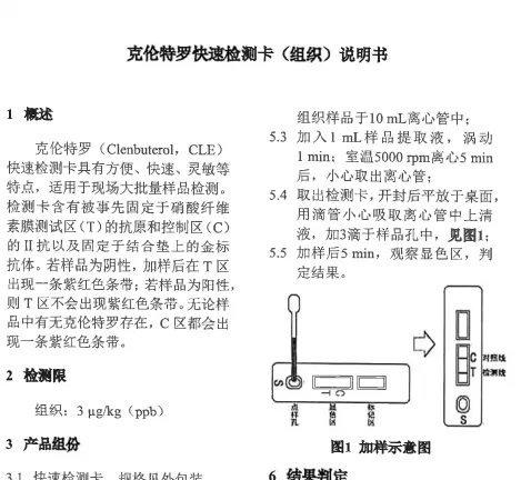 克伦特罗快速检测卡（组织）使用说明书